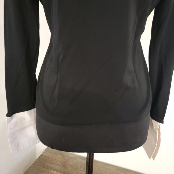 Liz Claiborne 2-in-1 Longsleeve Pullover Blouse Black Knit White Collared SM P - Picture 3 of 12